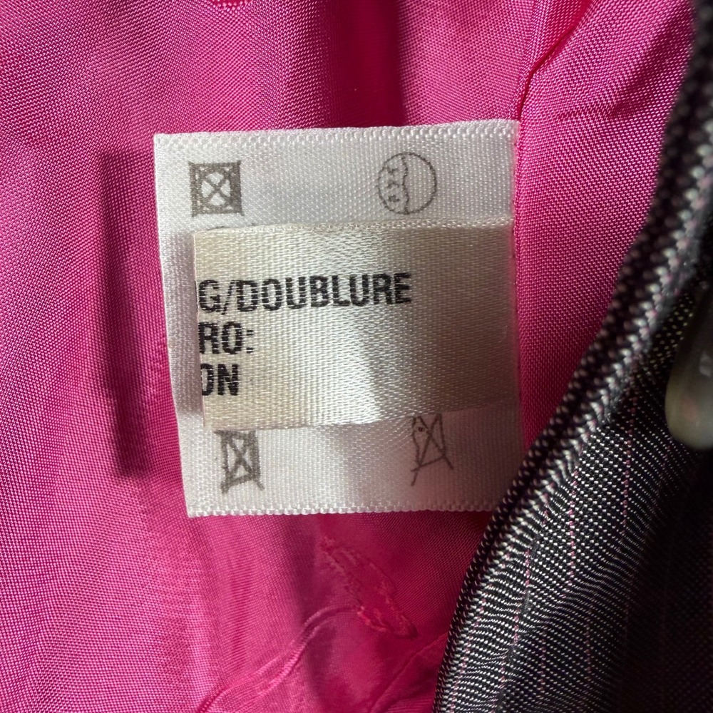 Escada Gray Pinstripe Wool Silk Blazer Pink Lining Size 42 Designer Jacket - Picture 15 of 16